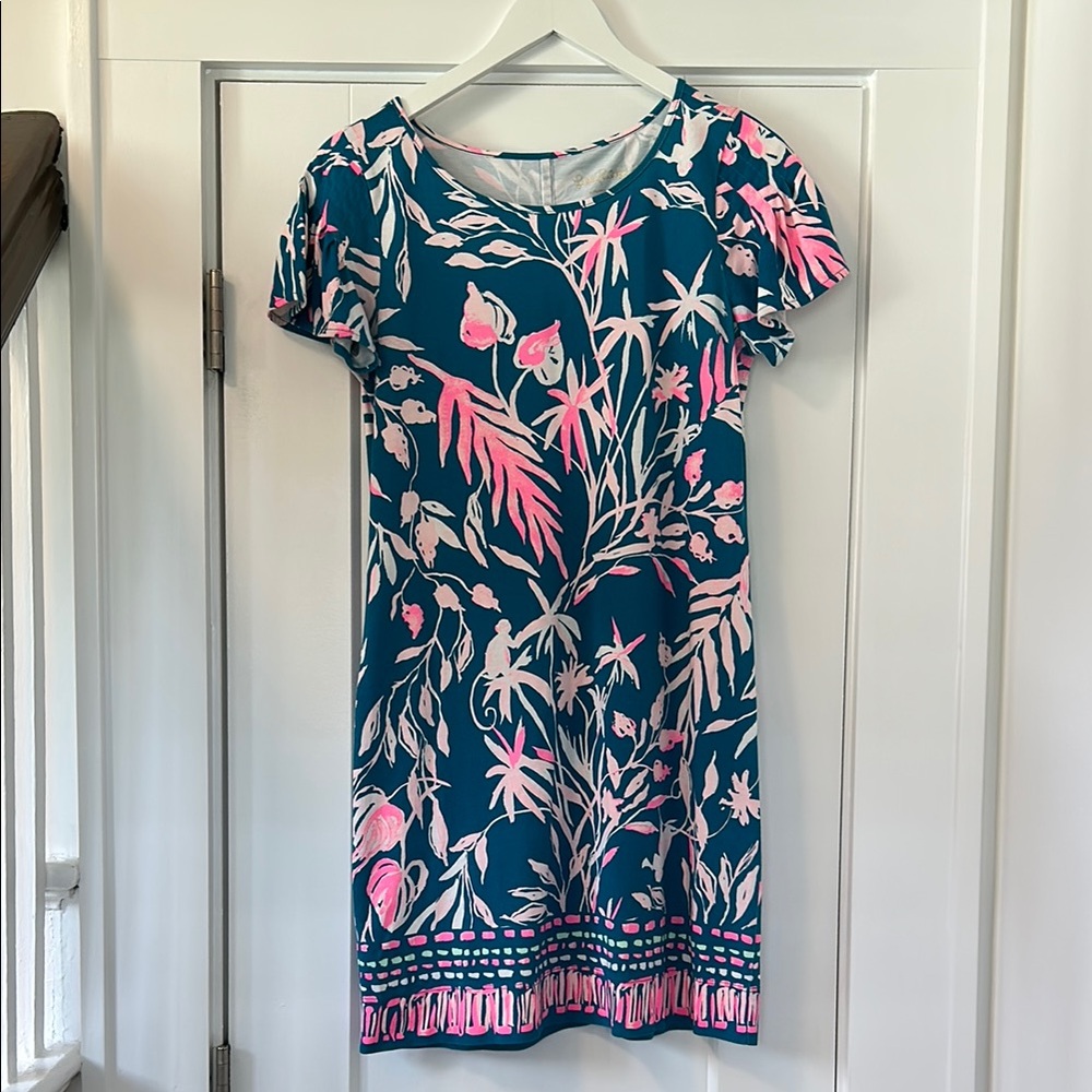 Lilly Pulitzer Teal and Pink Floral Mini Dress